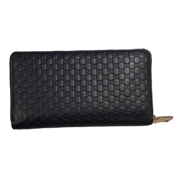 Gucci Microshima Zip Around Long Wallet Blue Leather Logo - Picture 1 of 11